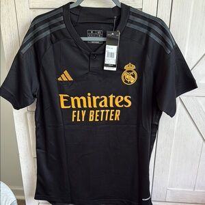 Adidas Black Real Madrid Jersey with Gold Details